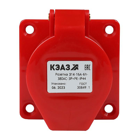 Розетка 314-16А-6h-380AC-3P+PE-IP44 | 222758 | КЭАЗ