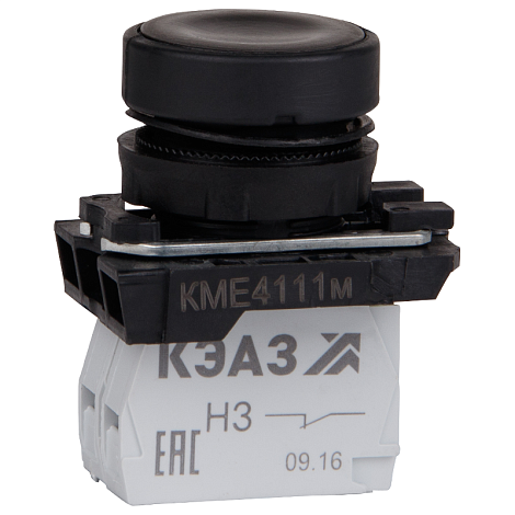 Кнопка КМЕ4501м-черный-0но+1нз-цилиндр-IP54 | 354363 | КЭАЗ