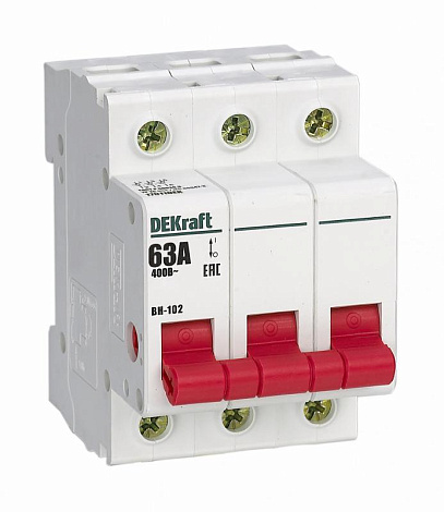 Выключатель нагрузки 3Р 63А ВН-102 | 17011DEK | DEKraft