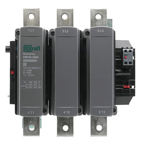 Контактор 630А 110В_АС АС3_ АС4 1НО+1НЗ КМ-102 | 21972DEK | DEKraft