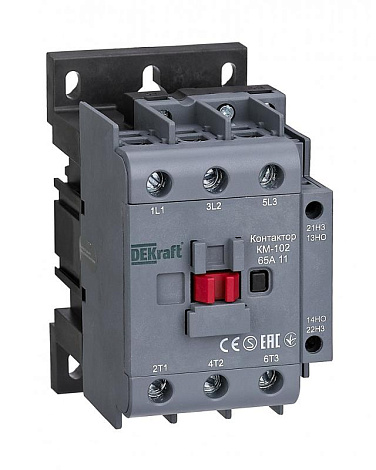 Контактор 65А 380В/400В АС3 АС4 1НО+1НЗ КМ-102 | 22024DEK | DEKraft