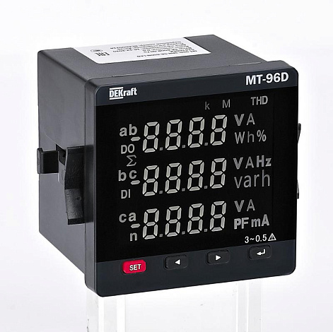 Мультиметр цифровой 96х96мм трехфазный, вход 600В 5А, LED-дисплей МТ-96D | 51416DEK | DEKraft