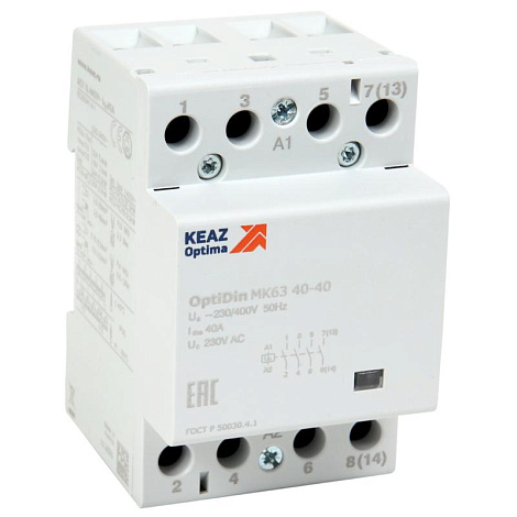 Контактор модульный OptiDin МК63-4040-24AC | 236780 | КЭАЗ
