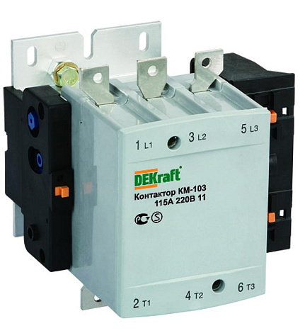 Контактор 115А 220В АС3 1НО+1НЗ КМ-103 | 22150DEK | DEKraft