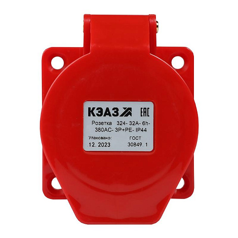 Розетка 324-32А-6h-380AC-3P+PE-IP44 | 222760 | КЭАЗ