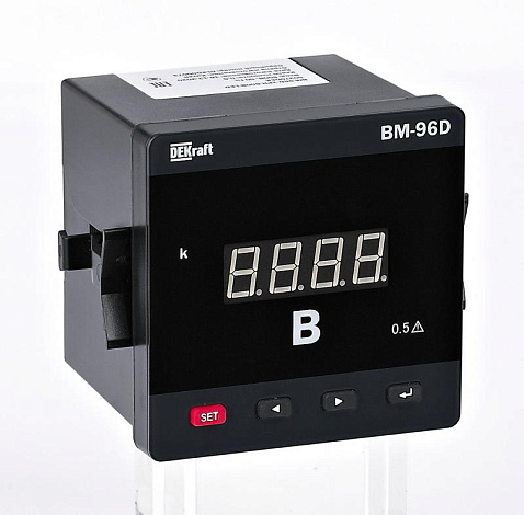 Вольтметр цифровой 96x96мм однофазный, вход 600В, LED-дисплей ВМ-96D | 50370DEK | DEKraft