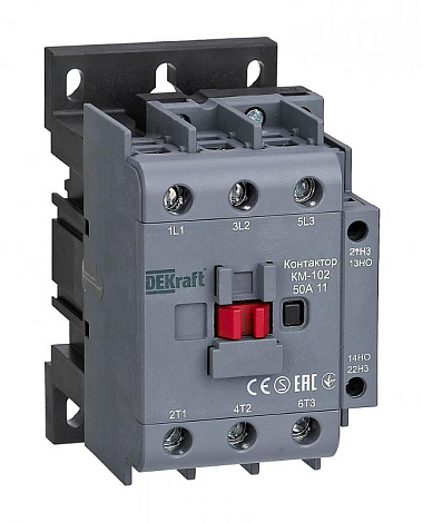 Контактор 50А 48В АС3 АС4 1НО+1НЗ КМ-102 | 22323DEK | DEKraft