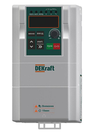 Преобразователь частоты DEKV060-0.75кВт 3 фазы 380В с торм. модулем | DEKV060G0R75T4B | DEKraft