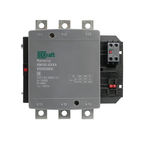 Контактор 330А 110В_АС АС3_ АС4 1НО+1НЗ КМ-102 | 21963DEK | DEKraft