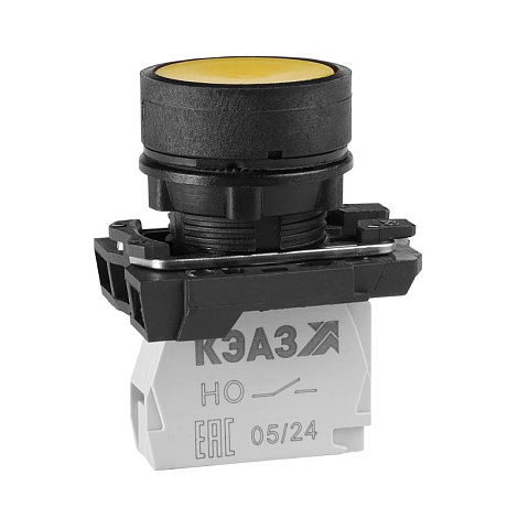 Кнопка КМЕ4501м-желтый-0но+1нз-цилиндр-IP54 | 354375 | КЭАЗ