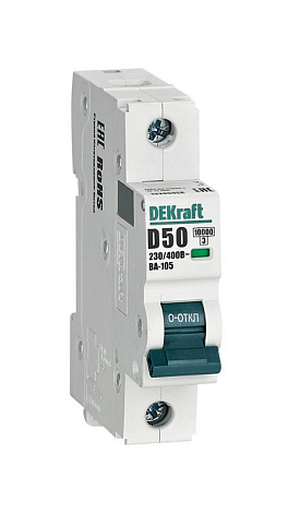 Выключатель автоматический однополюсный ВА-105 50А D 10кА | 13206DEK | DEKraft