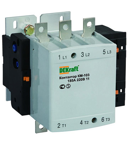 Контактор 265А 220В АС3 1НО+1НЗ КМ-103 | 22158DEK | DEKraft