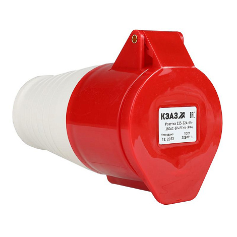 Розетка 225-32А-6h-380AC-3P+PE+N-IP44 | 222753 | КЭАЗ