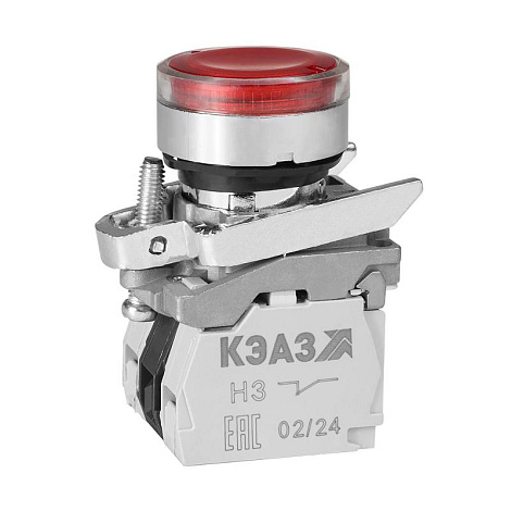 Кнопка КМЕ4520мЛС-220В-красный-2но+0нз-цилиндр-индикатор-IP54 | 354467 | КЭАЗ