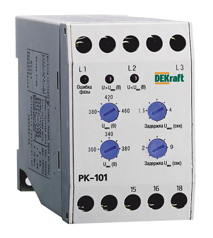 Реле контроля фаз 380В тип 01 серии РК-101 | 23300DEK | DEKraft
