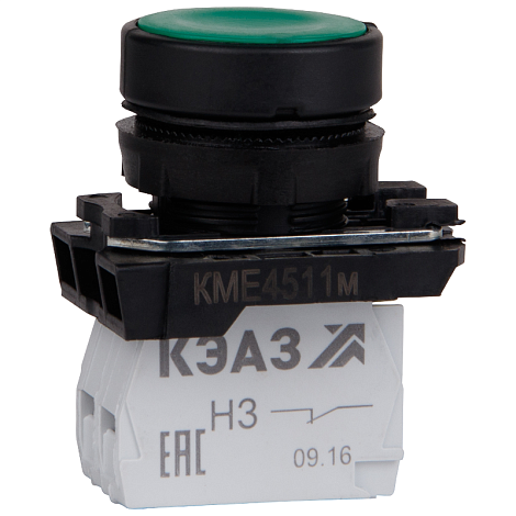 Кнопка КМЕ4110м-зеленый-1но+0нз-цилиндр-IP40 | 354343 | КЭАЗ