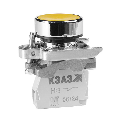 Кнопка КМЕ4511мС-желтый-1но+1нз-цилиндр-IP54 | 354451 | КЭАЗ